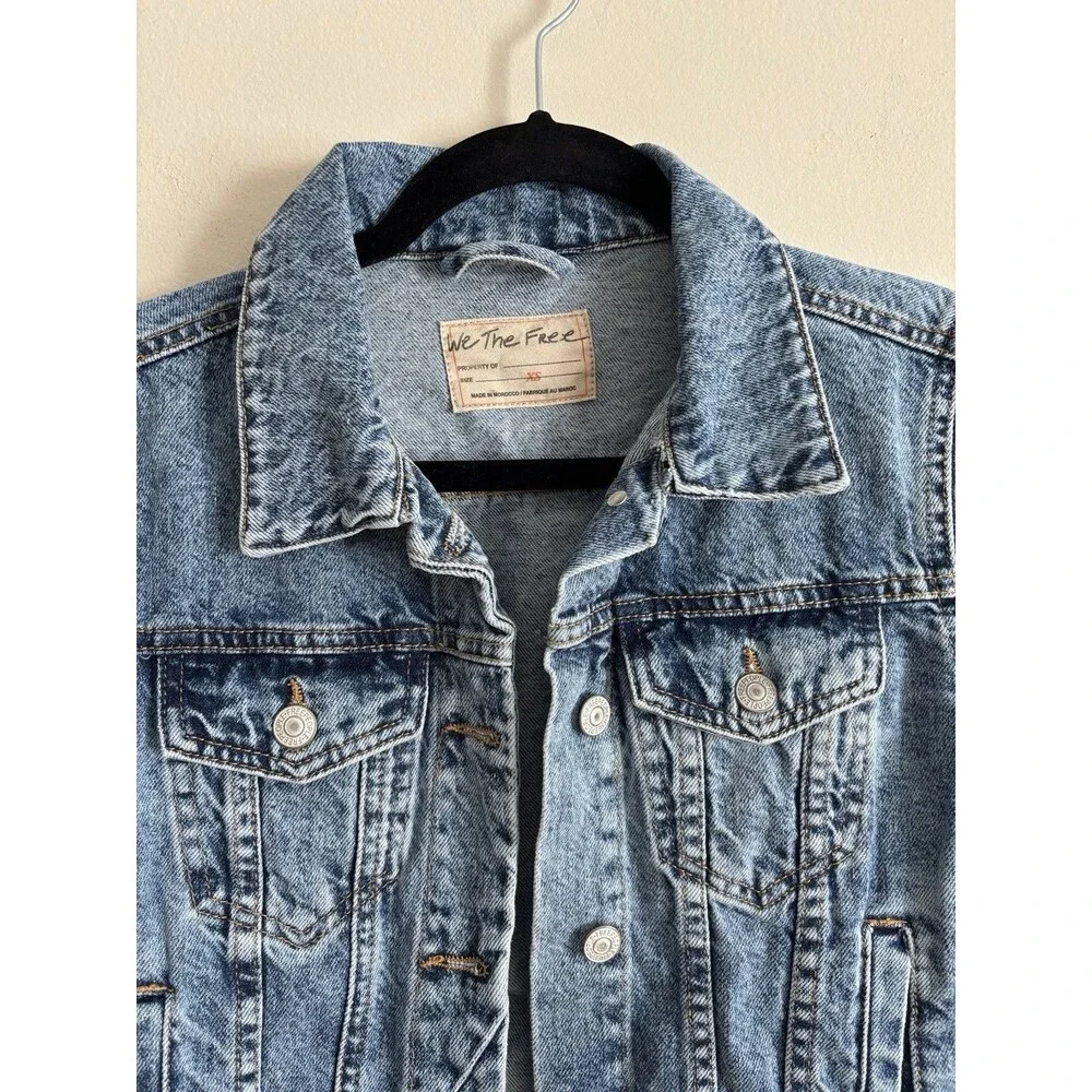 Free People We the‎ Free Rumors Denim Jacket Trucker Blue XS